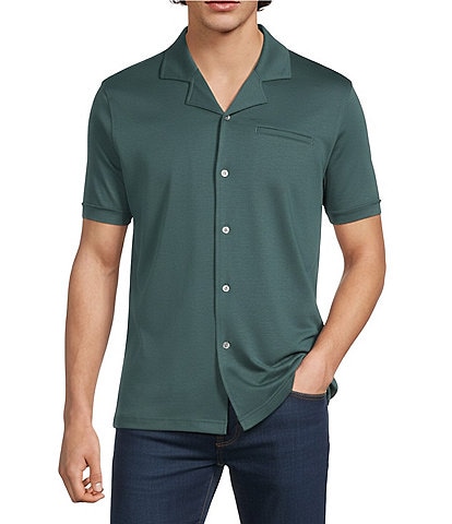 Murano Liquid Luxury Interlock Coat Front Short Sleeve Woven Shirt