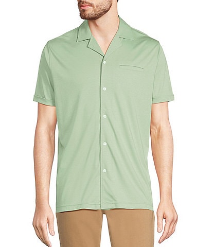 Murano Liquid Luxury Short Sleeve Knit Interlock Coatfront Shirt