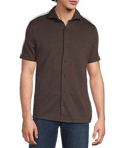 Murano Liquid Luxury Slim Fit Neoprene Short Sleeve Button Front Shirt