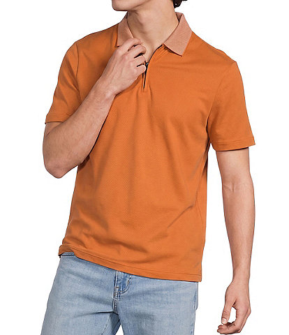 Murano Liquid Luxury Slim Fit Quarter-Zip Solid Short Sleeve Polo Shirt