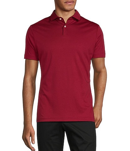 Murano Liquid Luxury Slim Fit Solid Interlock Short Sleeve Polo Shirt