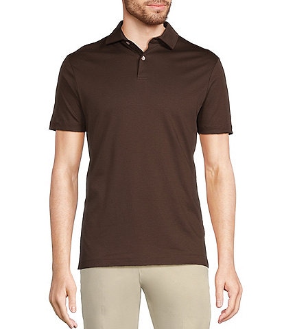 Murano Liquid Luxury Slim Fit Solid Interlock Short Sleeve Polo Shirt