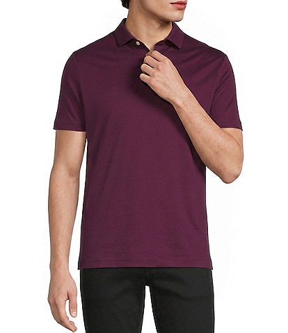 Murano Liquid Luxury Slim Fit Solid Interlock Short Sleeve Polo Shirt