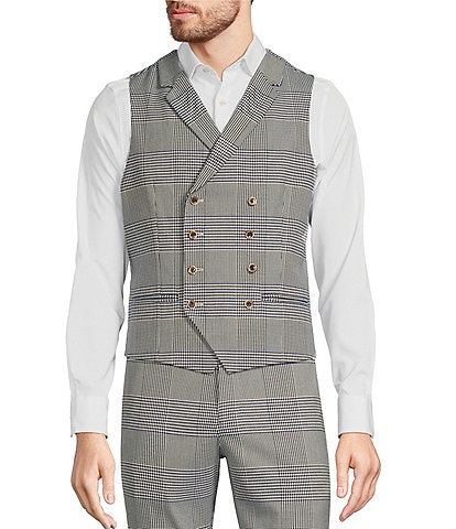 Murano Modern Maritime Collection Double Breasted Plaid Vest
