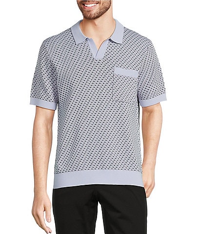 Murano Modern Performance Solid Johnny Collar Short Sleeve Knit Sweater