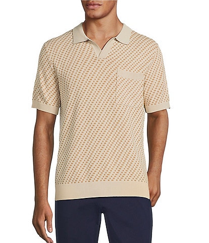 Murano Modern Performance Solid Johnny Collar Short Sleeve Knit Sweater