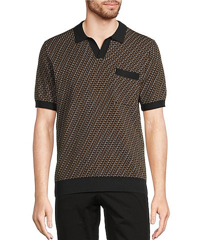 Murano Modern Performance Solid Johnny Collar Short Sleeve Knit Sweater