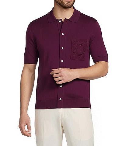 Murano Oaxaca Collection Crochet Pocket Coatfront Shirt