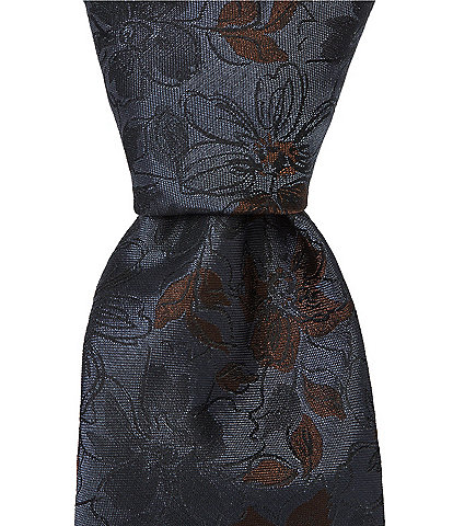 Murano Palm Modern Floral Narrow Silk Blend Tie