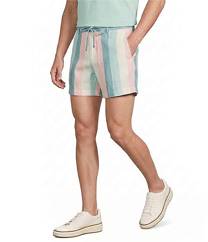 Murano Palm Springs Collection Linen Blend Stripe 5.5#double; Inseam Shorts