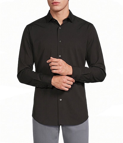 Murano Performance Athletic Fit Solid Stretch Long Sleeve Woven Shirt