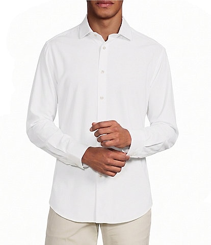 Murano Performance Athletic Fit Solid Stretch Long Sleeve Woven Shirt