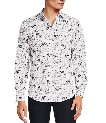 Murano Plantsmen Collection Big & Tall Slim Fit Long Sleeve Floral Shirt