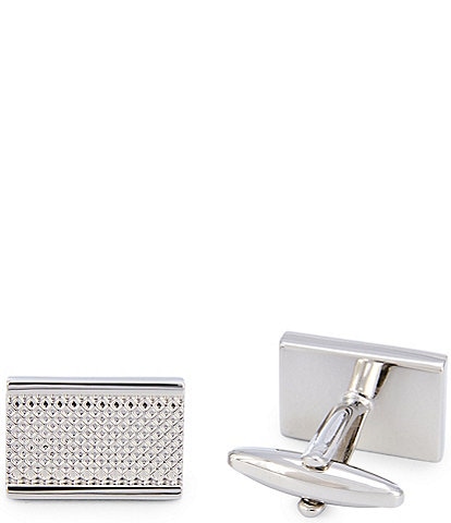 Murano Polished Silver Tone Weaved Pattern Cuff Links