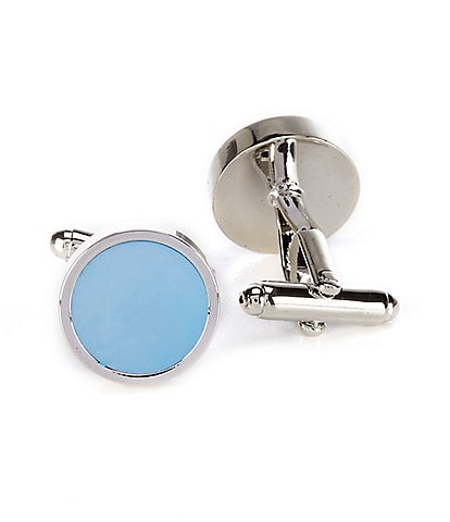 Murano Polished Silvertone Mother-Of-Pearl Cuff Links