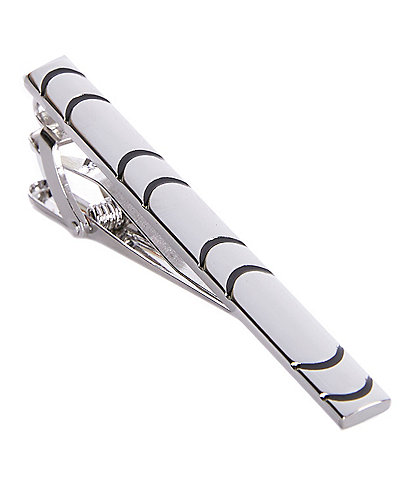 Murano Polished Silvertone/Curved Line Tie Bar