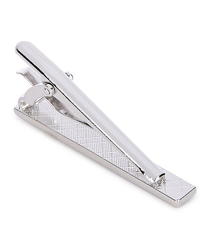 Murano Polished Silvertone/Metal-Cut Tie Bar