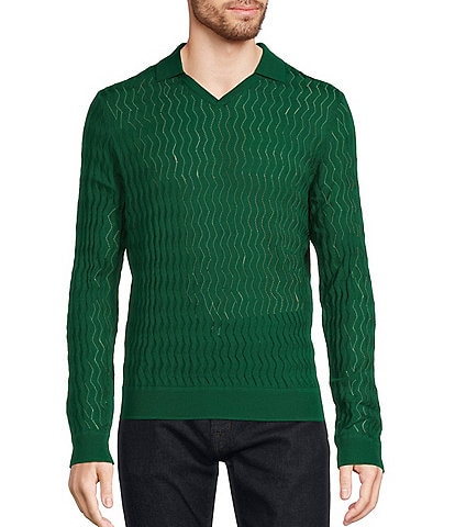 Murano Prehistoric Prep Collection Solid Textured Johnny Sweater Polo Shirt