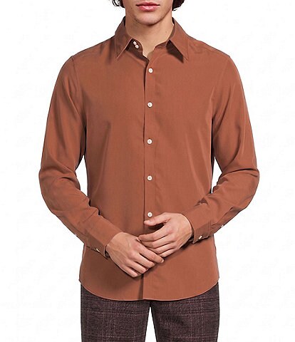 Murano Retro Revival Collection Slim Fit Solid Long Sleeve Woven Shirt