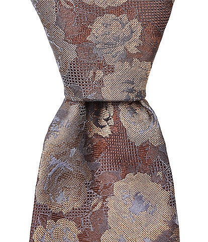 Murano Sateen Printed Floral Narrow Silk Blend Tie
