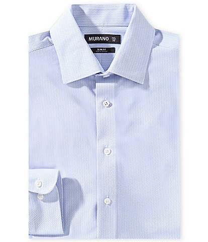 Murano Slim Fit Herringbone Warp-Knit Long Sleeve Dress Shirt