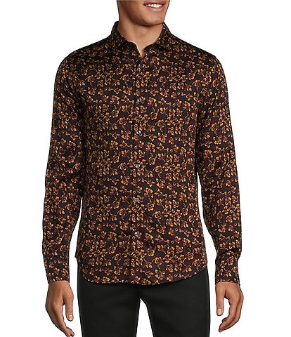 Murano Slim Fit Floral Sateen Long Sleeve Woven Shirt