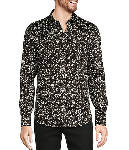 Murano Slim Fit Floral Sateen Long Sleeve Woven Shirt