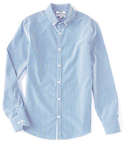 Murano Slim-Fit Non-Iron Italian Stripe Blue Long-Sleeve Woven Shirt