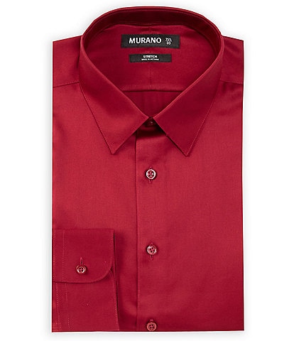 Murano Slim Fit Non-Iron Point Collar Solid Sateen Dress Shirt