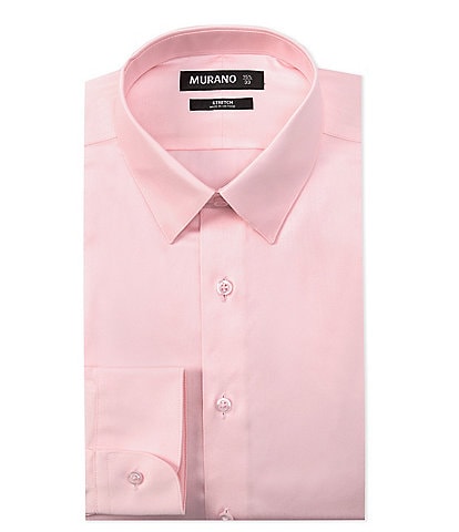 Murano Slim Fit Non Iron Point Collar Solid Sateen Dress Shirt