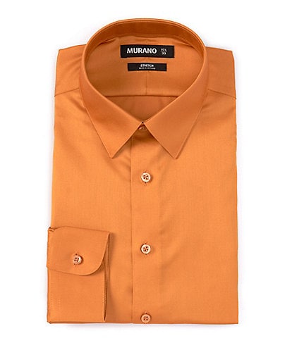 Murano Slim Fit Non Iron Point Collar Solid Sateen Dress Shirt