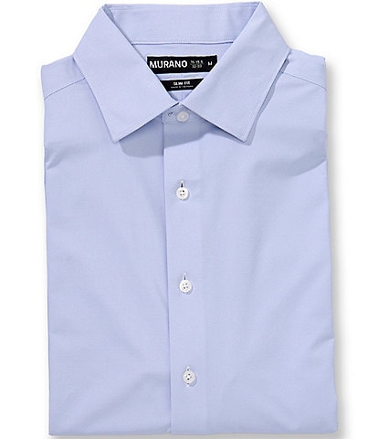 Murano Slim Fit Non-Iron Spread Collar Solid Knit Dress Shirt