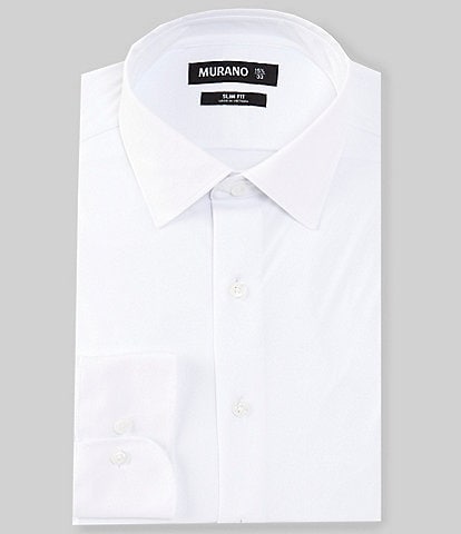 Murano Slim Fit Non-Iron Stretch Spread Collar Solid Dress Shirt