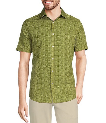 Murano Slim Fit Performance Stretch Desert Print Short Sleeve Woven Shirt