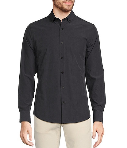 Murano Slim Fit Solid Performance Heather Long Sleeve Woven Shirt