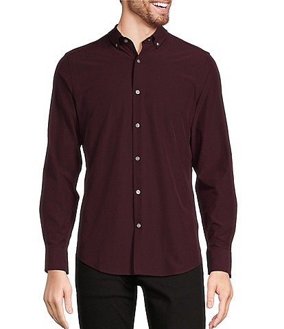 Dark red button hot sale up shirt