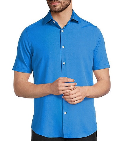 Murano Slim Fit Solid Performance Stretch Short Sleeve Woven Shirt