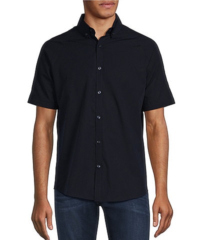 Murano Slim Fit Solid Poplin Short Sleeve Woven Shirt
