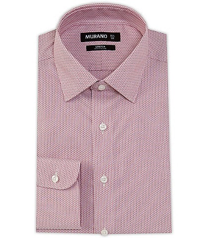 Murano Slim Fit Spread Collar Box Print Dobby Dress Shirt