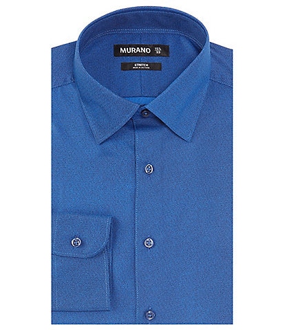 Murano Slim Fit Stretch Point Collar Paisley Print Dress Shirt