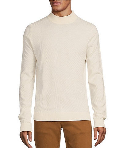 Murano Solid Performance Textured Long Sleeve Mock Neck Sweater