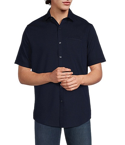 Murano Solid Texture Short Sleeve Woven Shirt