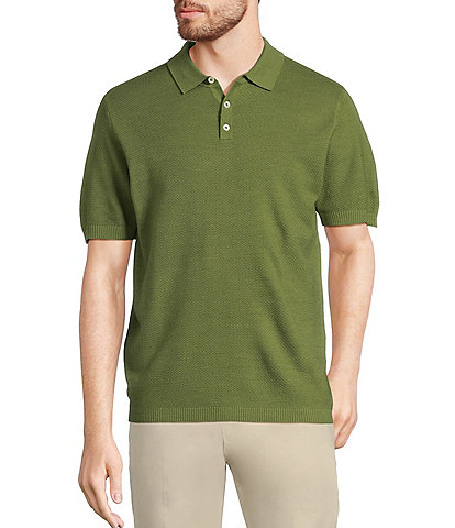 Murano Solid Textured Polo Short Sleeve Sweater
