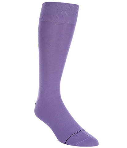 Murano Solid With A Toe Stripe Crew Dress Socks
