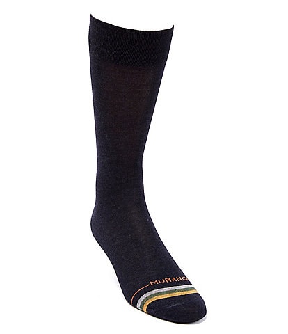 Murano Solid with Toe Stripe Crew Dress Socks