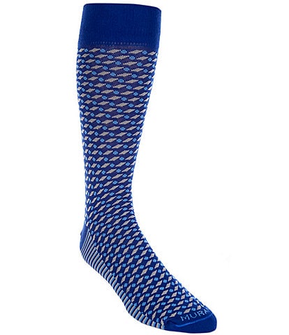 Murano Square/Dot-Pattern Crew Dress Socks