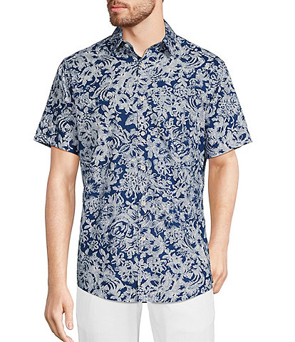 Murano Taser Floral Print Short Sleeve Woven Shirt