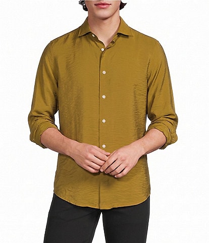 Murano The Legend Collection Slim Fit Textured Solid Long Sleeve Woven Shirt