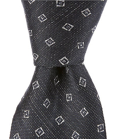 Murano Tiled Mini Squares 3 1/8#double; Silk/Linen Woven Tie