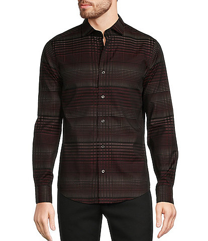 Murano Timeless Twenties Collection Slim Fit Plaid Jacquard Long Sleeve Woven Shirt